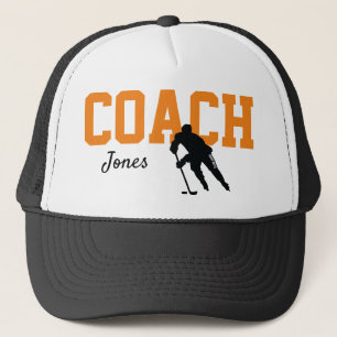 Boné Custom Hockey Coach Name Orange