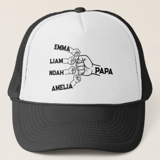 Boné Custom Papa Fist Bump Trucker Hat with 4 Names