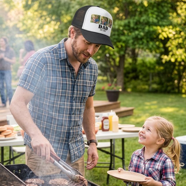 Boné Custom Photo Dad Established Minimal Typography (Custom Photo Dad Established Trucker Hat | Minimalist Typography Father's Day Gift)