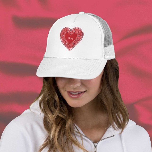 Boné Customize Your Vintage Lace Heart (Lace Heart Trucker Hat
Customize the name. )