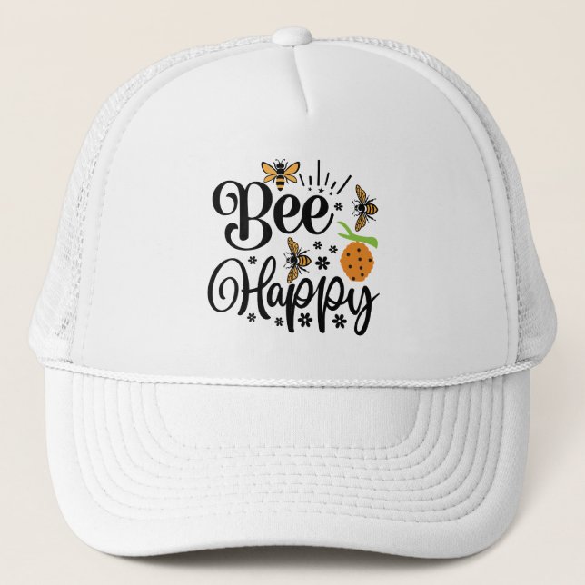 Boné Cute bee happy word art  (Frente)