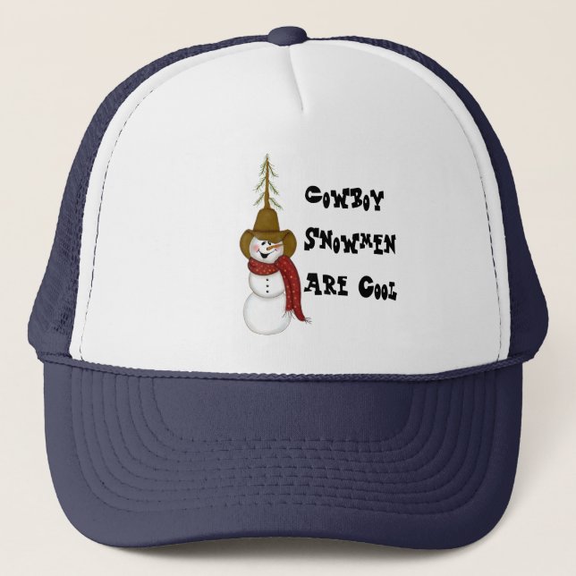 Boné Cute Folk Art Cowboy Snowman (Frente)