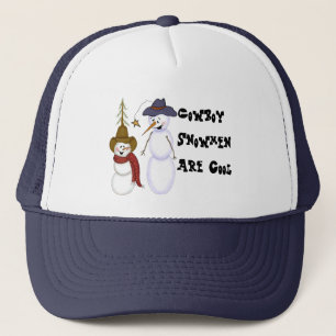 Boné Cute Folk Art Cowboy Snowman