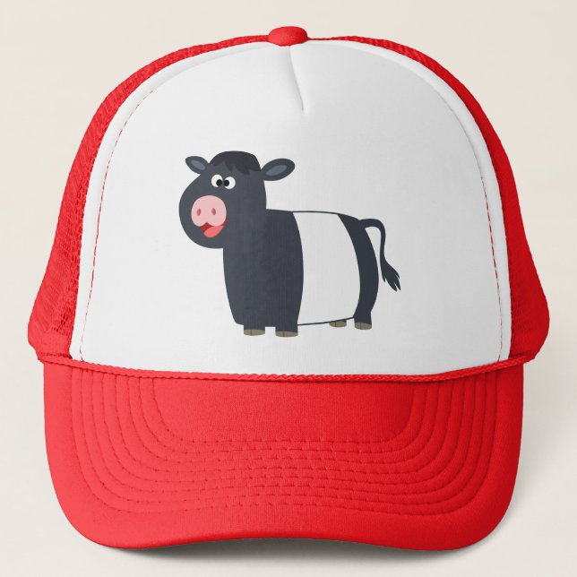 Boné Cute Happy Cartoon Belted Galloway Cow Hat (Frente)