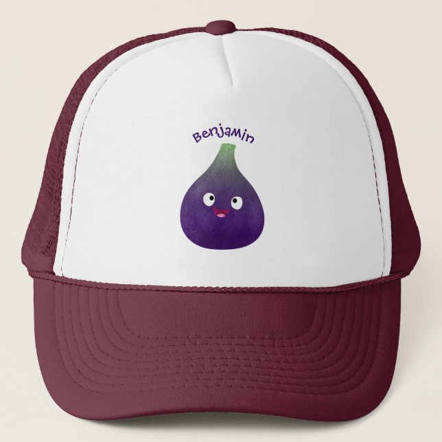 Boné Cute happy purple fig fruit cartoon  (Frente)