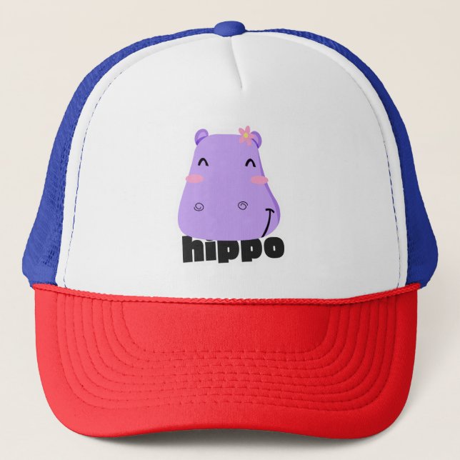Boné Cute Kawaii Hippo Art (Frente)