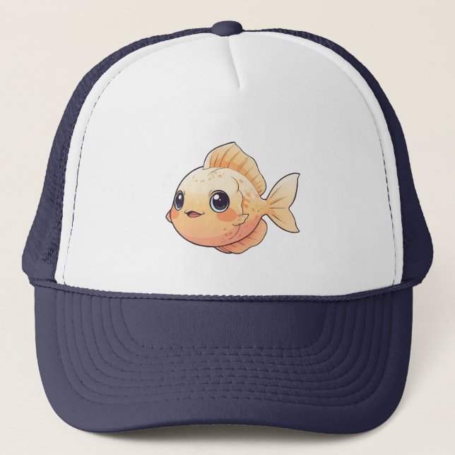 Boné Cute Orange Fish Drawing in Cartoon Style (Frente)