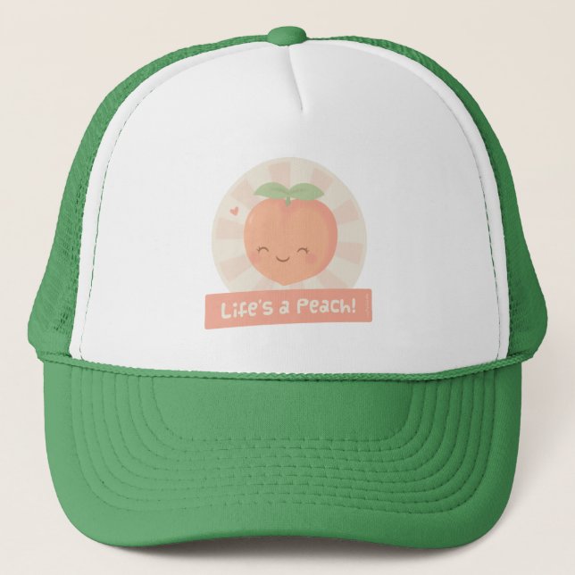 Boné Cute Pun Life é um Pêssego Humor de Comida (Frente)