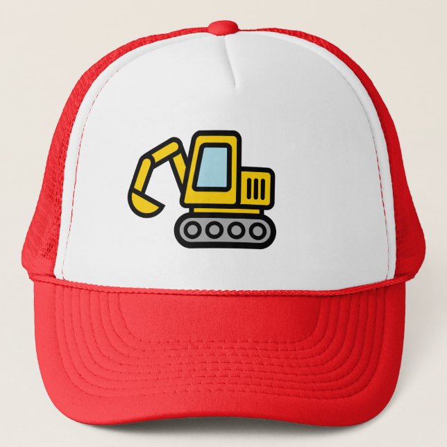 Boné Cute yellow excavator illustration trucker hat (Frente)