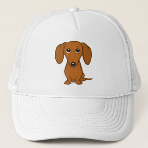 Boné Dachshund Vermelho Cugado   Cachorro-branco engraç