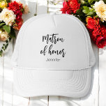 Boné Dama de Honra Casamento Preto Branco<br><div class="desc">Dama de Honra Chapéu em Preto Branco para Casamento, Festa de Noiva, Chá de Noiva, Festa de Despedida de Solteira. Confira mais produtos com este design na coleção abaixo.</div>