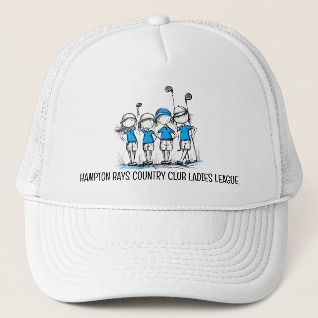 Boné Damas Personalizadas Liga de Golfe BLUE Hat - Nome (Frente)