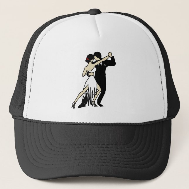 Boné Dançarinos de tango preto e branco, estilo retrô (Frente)