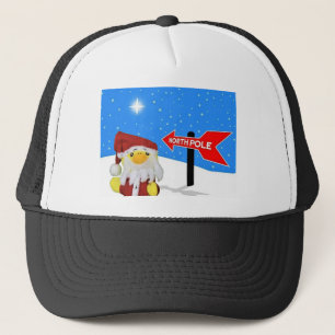 Boné Danny Duck vestido de Papai Noel vai para o Polo N