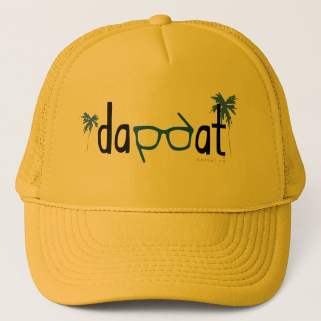 Boné Dap_Logo_Spectacle_Palms_Teal_Trucker Hat Dourado (Frente)