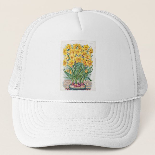 Boné data rsvp flores narciso amarelo vintage (Frente)