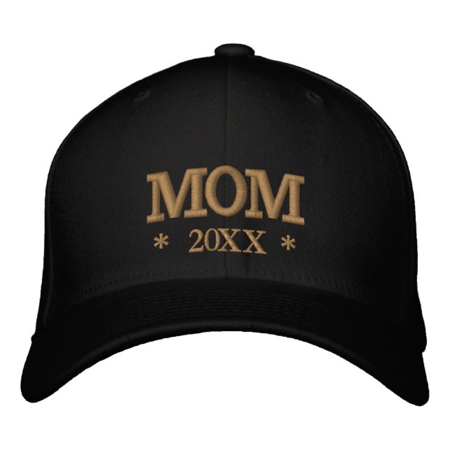 Boné de beisebol bordado MOM 20XX dourado / branco (Frente)