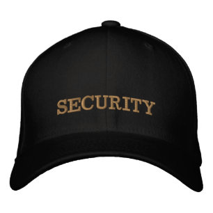 Boné de beisebol bordado SECURITY dourado / preto