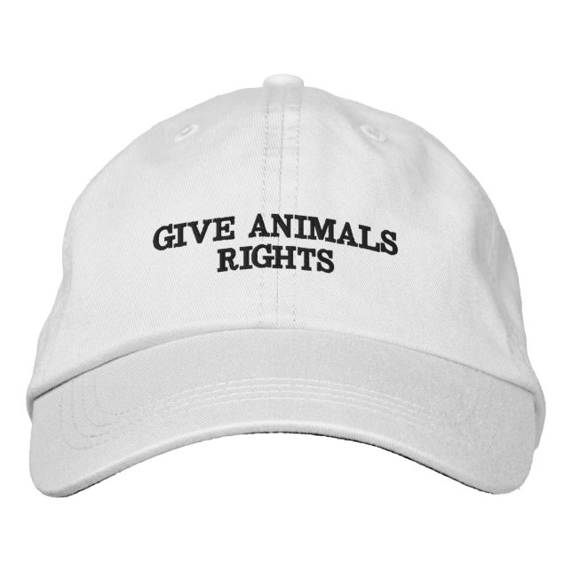 Boné de Beisebol Direitos dos Animais (Texto Preto (Frente)