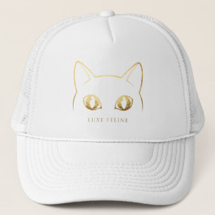 Boné de Beisebol Elegante com Gato em Ouro
