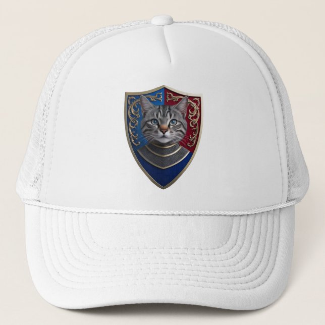 Boné de beisebol Escudo Gato Tabby Cinza (Frente)