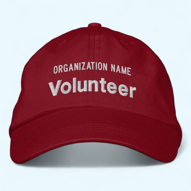 Boné de Beisebol Personalizado com Chapéu de Volun (MISOOK Red Embroidered Volunteer Hat with Organization Name)