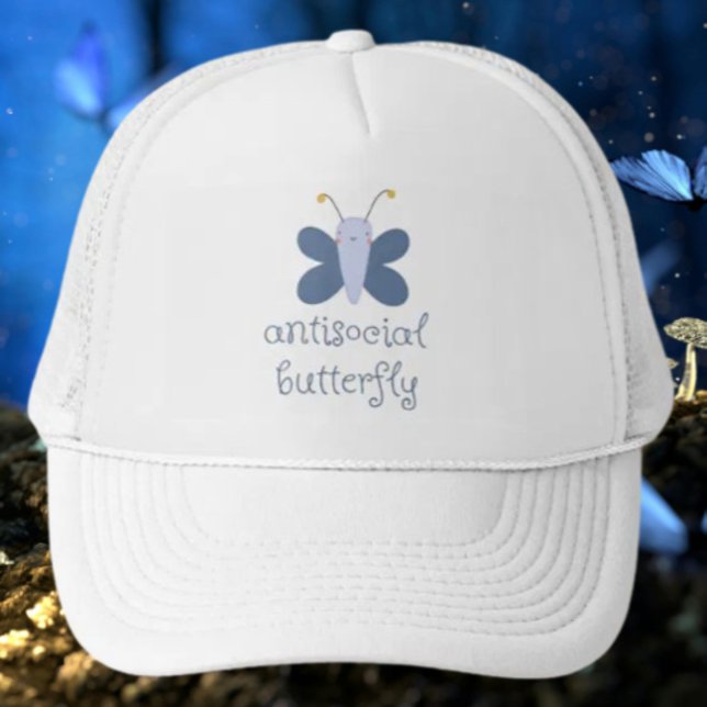 Boné de Caminhoneiro Borboleta Antissocial – Azul  (Criador carregado)