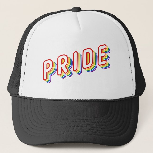 Boné de Caminhoneiro com Letras Arco-Íris LGBT (Frente)