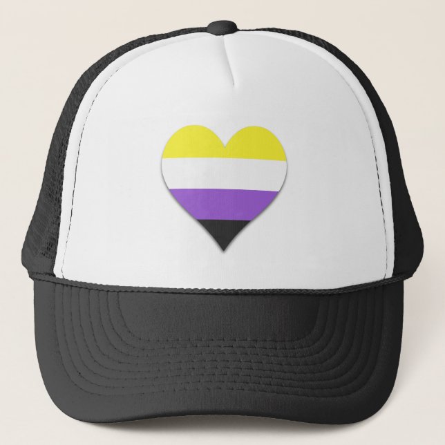 Boné de Caminhoneiro coração Orgulho não-binário (Frente)