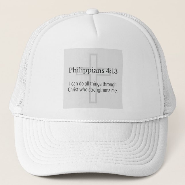 Boné de Caminhoneiro Cristão Filipenses 4:13 (Frente)