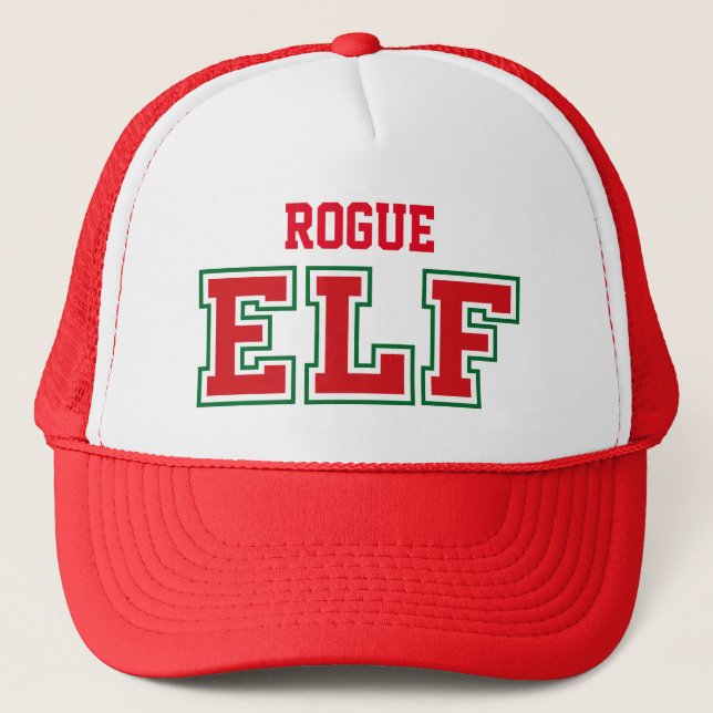 Boné de Caminhoneiro de Elfo de Natal Desonesto (Frente)