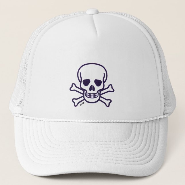 Boné de caminhoneiro de espuma branca Skull n Bone (Frente)
