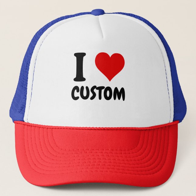 Boné de Caminhoneiro 'Eu Amo' Personalizável (Frente)