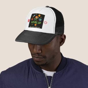 Boné de Caminhoneiro Gamer Level Up – Estilo Pixel