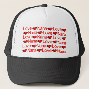Boné de Caminhoneiro Love Nana Red Hearts