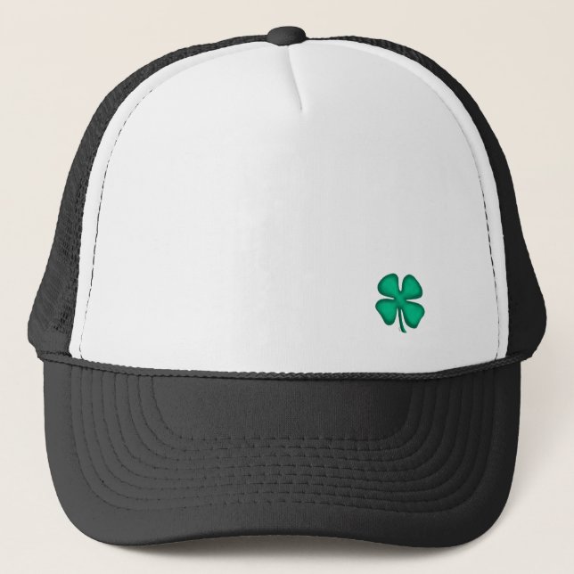 Boné de caminhoneiro preto Lucky 4 Leaf Irish Clov (Frente)