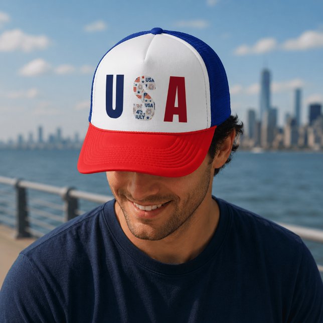 Boné de Caminhoneiro USA 4 de Julho – Estilo Patri (Criador carregado)