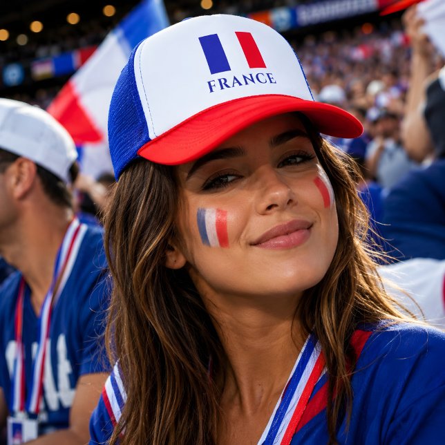 Boné de Caminhoneiro Vermelho Azul Fã de Futebol d (France football hat. )