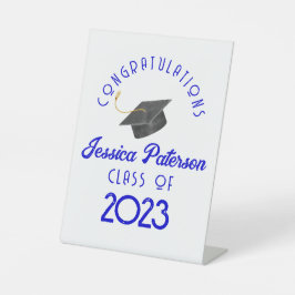 Boné de formatura Mínimo Elegante Moderno Azul Méd