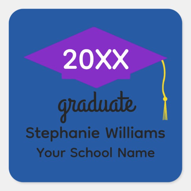 Boné de formatura roxo nº 1-3 adesivos (Frente)