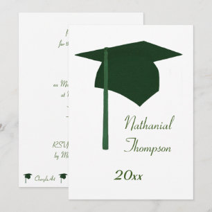 Boné de formatura Verde e Convites de Tassel