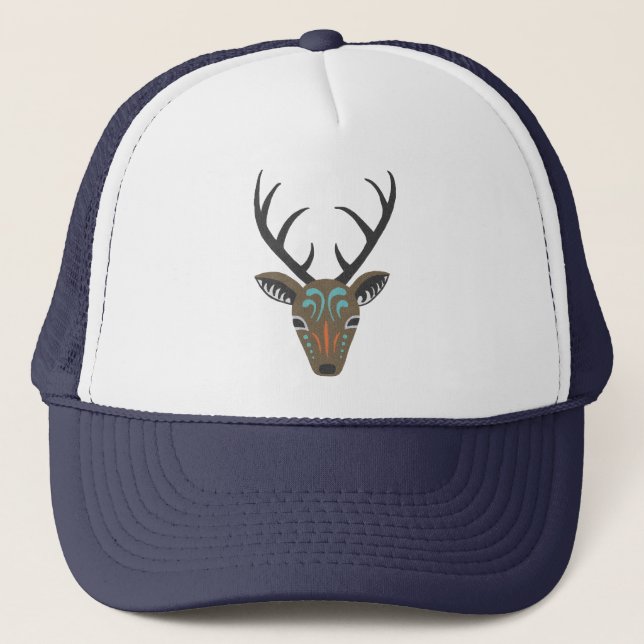 Boné Deer Antler Woodland Wildlife Modern Totem Hat (Frente)