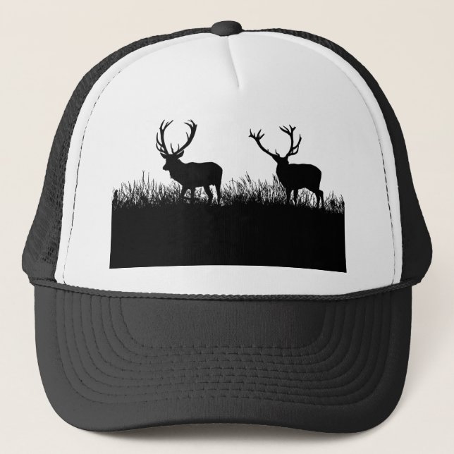 Boné Deer Bucks Silhouette Grass Natureza Selvagem (Frente)
