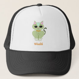 Boné Desenho animado de gato fofo verde