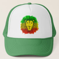 Desenho da cabeça de leão Rasta vermelho amarelo v