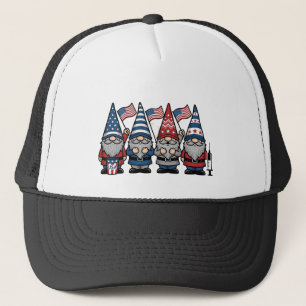 Boné Desenho de Gnome Patriota Enfermeira Vetor Gravura