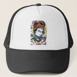 Boné Desenho de Tatuagem Grotesca e de Cobra