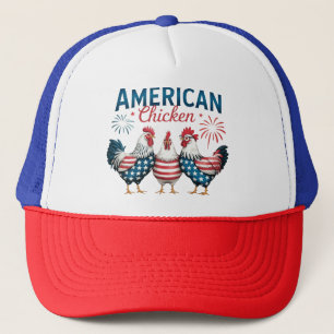 Boné Desenho Patriótico Americano de Frango do Dia 4 de