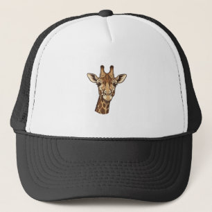 Boné Desenho Vetorial de Cabeça de Girafa Gravada Vinta