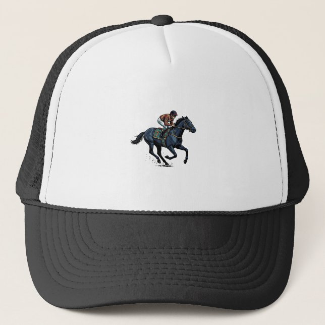 Boné Desenho Vetorial de Jóquei de Corrida de Cavalos V (Frente)